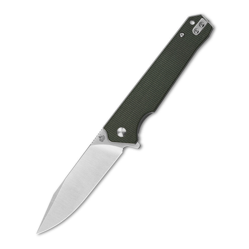 QSP Knife Mamba V2 Liner Lock Flipper Knife Green Micarta (3.5" Satin D2) QS111-I1