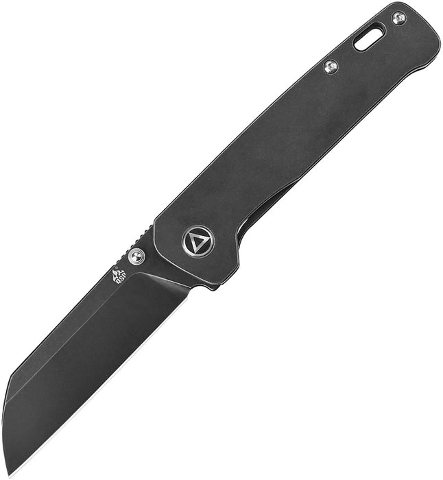 QSP Penguin Folding Knife Black Stonewashed Titanium Handles (3.06" Black SW) QS130-O