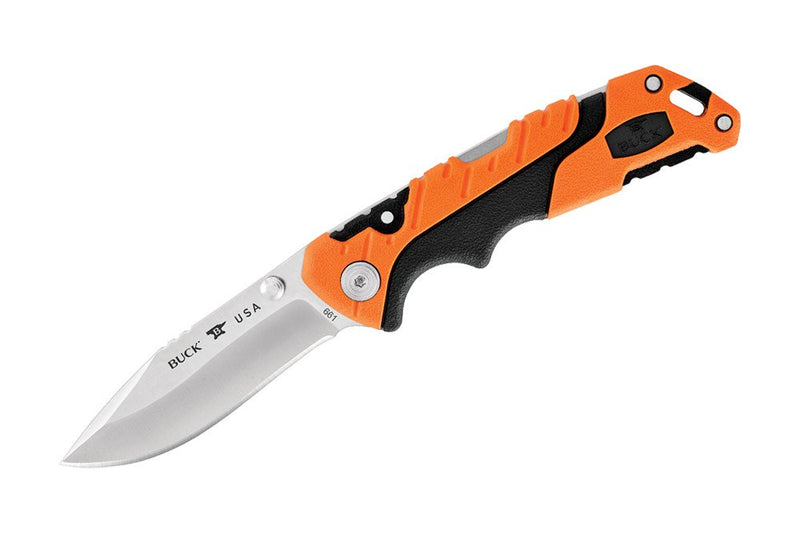 Buck Pursuit Pro Small Folding Lockback Knife Black/Orange (3" Satin) 0661ORS-B