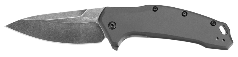 Kershaw Link Drop Point Knife Gray Aluminum (3.25" BlackWash) 1776GRYBW