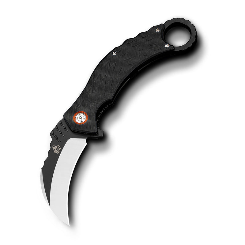QSP Eagle Karambit Liner Lock Knife Black G10 (3.125" Black / Satin) QS120-B