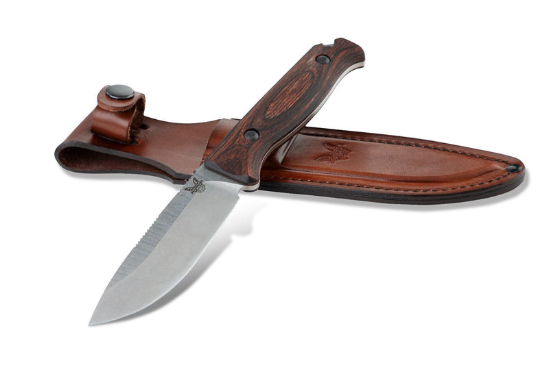 Benchmade Hunt Saddle Mountain Skinner Fixed Blade Wood (4.2" Stonewash) 15002