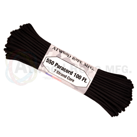 Atwood 550 lbs Paracord - 100 ft (Black) PC100
