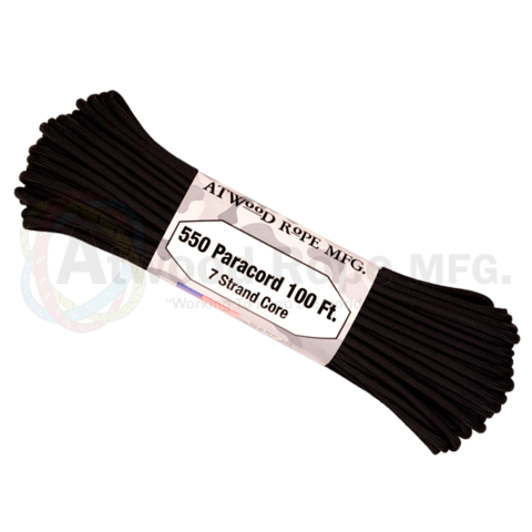 Atwood 550 lbs paracord - 100 ft (Black) PC100