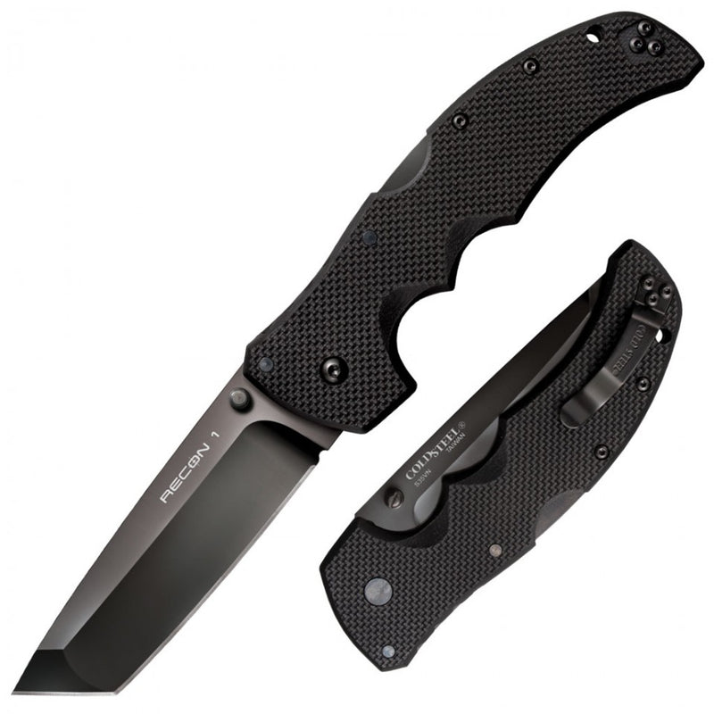Cold Steel Recon 1 Tanto Lockback Knife G-10 (4" Black CPM-S35VN) 27BT