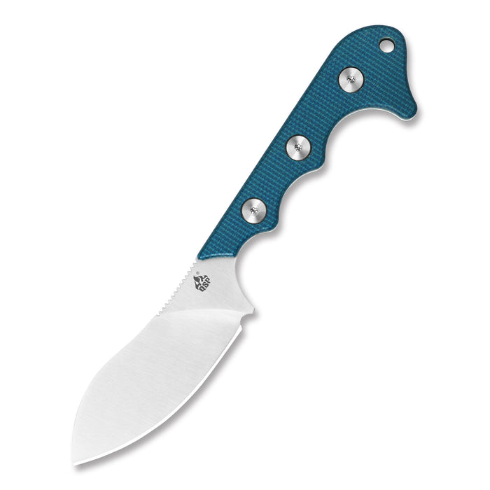 QSP Neckmuk Fixed Blade Neck Knife Blue Linen Micarta (2.875" Satin) QS125-D