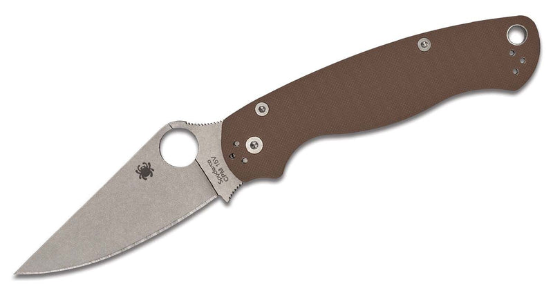 Spyderco Paramilitary 2 Compression Knife Brown G-10 SPRINT RUN (3.45" Satin) C81GPBN15V2