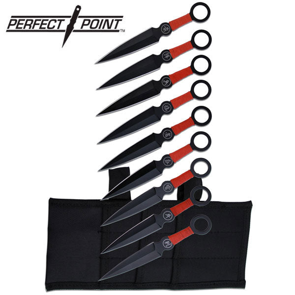 Perfect Point 9 Pc Throwing Knife Set (Black) 6.25'' PP-060-9